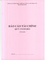 Báo cáo tài chính quý 3 năm 2012 - Công ty Cổ phần Đầu tư và Phát triển Dự án Hạ tầng Thái Bình Dương