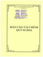 Báo cáo tài chính quý 1 năm 2016 - Công ty Cổ phần Chứng khoán Phú Hưng
