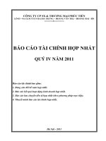 Báo cáo tài chính hợp nhất quý 4 năm 2011 - Công ty Cổ phần Sản xuất và Thương mại Phúc Tiến