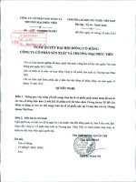 Nghị quyết Đại hội cổ đông - Công ty Cổ phần Sản xuất và Thương mại Phúc Tiến