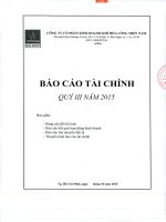 Báo cáo tài chính công ty mẹ quý 3 năm 2015 - Công ty Cổ phần Kinh doanh Khí hóa lỏng Miền Nam