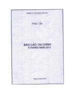 Báo cáo tài chính công ty mẹ quý 3 năm 2015 - Công ty Cổ phần Phú Tài