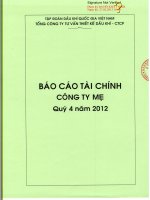 Báo cáo tài chính công ty mẹ quý 4 năm 2012 - Tổng Công ty Tư vấn Thiết kế Dầu khí-CTCP