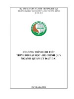 CHƯƠNG TRÌNH CHI TIẾT TRÌNH ĐỘ ĐẠI HỌC  HỆ CHÍNH QUY NGÀNH QUẢN LÝ ĐẤT ĐAI