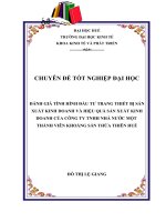 Đánh giá tình hình đầu tư trang thiết bị sản xuất kinh doanh và hiệu quả sản xuất kinh doanh của công ty TNHH nhà nước một thành viên khoáng sản thừa thiên huế