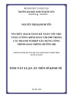 Tổ chức hạch toán kế toán với việc tăng cường kiểm soát chi phí trong các doanh nghiệp xây dựng công trình giao thông đường bộ (TT) 