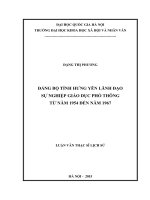 Đảng bộ tỉnh hưng yên lãnh đạo sự nghiệp giáo dục phổ thông từ năm 1954 đến năm 1967 