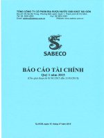 Báo cáo tài chính công ty mẹ quý 1 năm 2015 - Tổng CTCP Bia - Rượu - Nước giải khát Sài Gòn