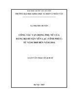 Công tác vận động phụ nữ của đảng bộ huyện yên lạc (vĩnh phúc) từ năm 2005 đến năm 2014 