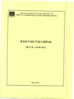 Báo cáo tài chính công ty mẹ quý 2 năm 2013 - Công ty Cổ phần Xây lắp Dầu khí Miền Trung