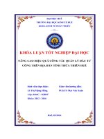 Nâng cao hiệu quả công tác quản lý đầu tư công trên địa bàn tỉnh thừa thiên huế 