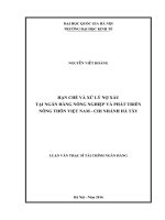 Hạn chế và xử lý nợ xấu tại ngân hàng nông nghiệp và phát triển nông thôn việt nam   chi nhánh hà tây