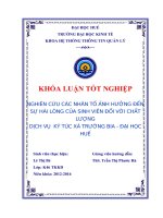 Nghiên cứu các nhân tố ảnh hưởng đến sự hài lòng của sinh viên đối với chất lượng dịch vụ  ký túc xá trường bia   đại học huế 