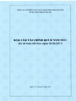 Báo cáo tài chính công ty mẹ quý 2 năm 2011 - Công ty Cổ phần Vận tải và Giao nhận bia Sài Gòn