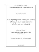 Đảng bộ huyện cẩm giàng (hải dương) lãnh đạo phát triển kinh tế từ năm 2000 đến năm 2014 
