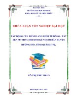 Tác động của hành lang kinh tế đông tây đến sự thay đổi sinh kế người dân huyện hướng hóa, tỉnh quảng trị