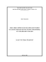 Thực hiện chính sách xóa đói giảm nghèo của đảng ở huyện quảng xương (thanh hóa) từ năm 2001 đến năm 2014 