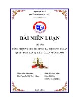 Công nhận và cho thi hành tại việt nam bản án, quyết định dân sự của tòa án nước ngoài 