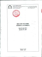 Báo cáo tài chính quý 3 năm 2011 - Công ty Cổ phần S.P.M