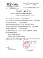 Báo cáo tài chính quý 1 năm 2015 - Công ty Cổ phần Hợp tác kinh tế và Xuất nhập khẩu SAVIMEX