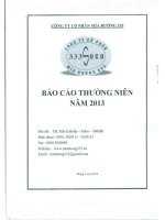 Báo cáo thường niên năm 2013 - Công ty cổ phần Mía đường 333