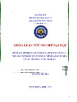 Đánh giá tình hình huy động và sử dụng vốn của nhà máy sắn tinh bột sắn intimex trên địa bàn huyện thanh chương  tỉnh nghệ an