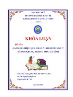 Đánh giá hiệu quả chăn nuôi hươu sao ở xã sơn giang, hương sơn, hà tĩnh 