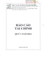 Báo cáo tài chính quý 1 năm 2014 - Công ty cổ phần Vật liệu Điện và Viễn thông Sam Cường
