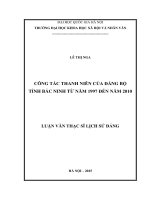 Công tác thanh niên của đảng bộ tỉnh bắc ninh từ năm 1997 đến năm 2010 