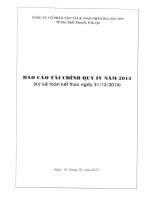 Báo cáo tài chính công ty mẹ quý 4 năm 2014 - Công ty Cổ phần Vận tải và Giao nhận bia Sài Gòn