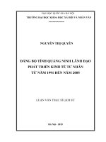 Đảng bộ tỉnh quảng ninh lãnh đạo phát triển kinh tế tư nhân từ năm 1991 đến năm 2005 