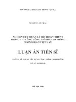 Nghiên cứu quản lý rủi ro kỹ thuật trong thi công công trình giao thông đường bộ ở Việt Nam