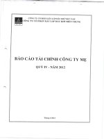 Báo cáo tài chính công ty mẹ quý 4 năm 2012 - Công ty Cổ phần Xây lắp Dầu khí Miền Trung