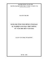 Đảng bộ tỉnh thái bình lãnh đạo sự nghiệp giáo dục phổ thông từ năm 2001 đến năm 2014 