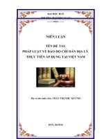 Pháp luật về bảo hộ chỉ dẫn địa lý và thực tiễn áp dụng tại việt nam