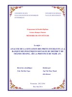 ANALYSE DE LA SITUATION DES PRETS ETUDIANTS a LA BANQUE DES POLITIQUES SOCIALES DU DISTRICT DE THANH CHUONG , DE LA PROVINCE DE NGHE AN
