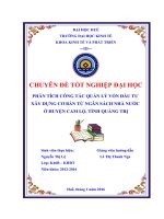 Phân tích công tác quản lý vốn đầu tư XDCB từ NSNN 