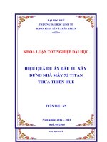 Hiệu quả dự án đầu tư xây dựng nhà máy xỉ titan thừa thiên huế 