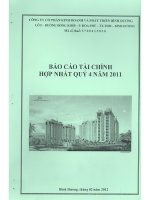 Báo cáo tài chính hợp nhất quý 4 năm 2011 - Công ty Cổ phần Kinh doanh và Phát triển Bình Dương