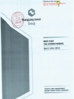 Báo cáo tài chính công ty mẹ quý 1 năm 2014 - Công ty Cổ phần Tập đoàn Đầu tư Thăng Long