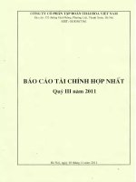 Báo cáo tài chính hợp nhất quý 3 năm 2011 - Công ty Cổ phần Tập đoàn Thái Hòa Việt Nam