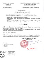 Nghị quyết Hội đồng Quản trị - Công ty Cổ phần Xuất nhập khẩu Sa Giang