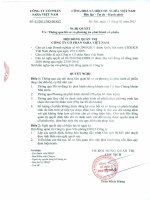 Nghị quyết Hội đồng Quản trị ngày 17-05-2011 - Công ty Cổ phần Sara Việt Nam