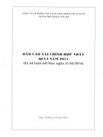 Báo cáo tài chính hợp nhất quý 1 năm 2014 - Công ty Cổ phần Vận tải và Giao nhận bia Sài Gòn