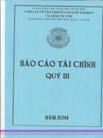 Báo cáo tài chính hợp nhất quý 3 năm 2014 - Công ty cổ phần Vận chuyển Sài Gòn Tourist