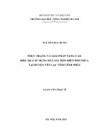 THỰC TRẠNG VÀ GIẢI PHÁP NÂNG CAO  HIỆU QUẢ SỬ DỤNG ĐẤT SAU DỒN ĐIỀN ĐỔI THỬA  TẠI HUYỆN YÊN LẠC TỈNH VĨNH PHÚC