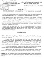 Nghị quyết đại hội cổ đông ngày 27-07-2009 - Công ty Cổ phần Xi măng Sông Đà