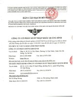 Bản cáo bạch năm 2015 - Công ty Cổ phần Xuất nhập khẩu Quảng Bình