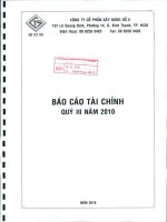 Báo cáo tài chính công ty mẹ quý 3 năm 2010 - Công ty Cổ phần Xây dựng số 5