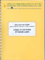 Báo cáo tài chính năm 2006 (đã kiểm toán) - Công ty Cổ phần Kỹ Nghệ Lạnh